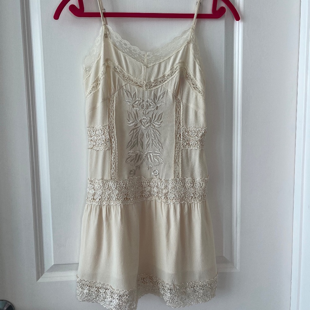 Native Rose Boho Lace & Embroidered Ivory Tunic Dress Size S